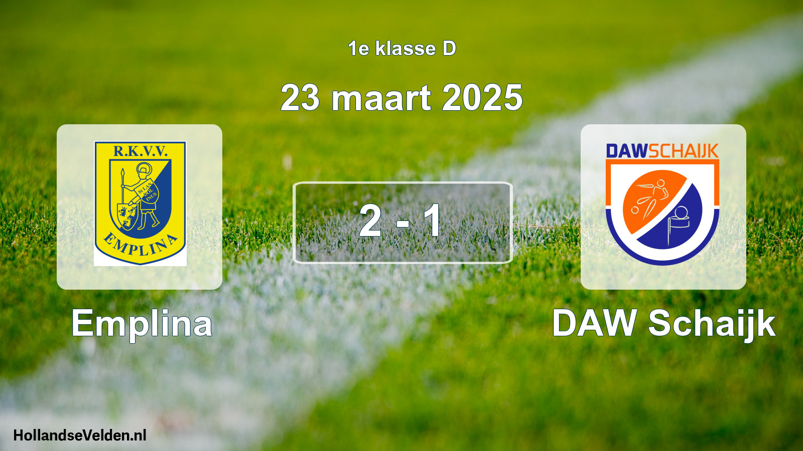 Total number of matches played: Emplina - DAW Schaijk 2 - 1 (23 March 2025)