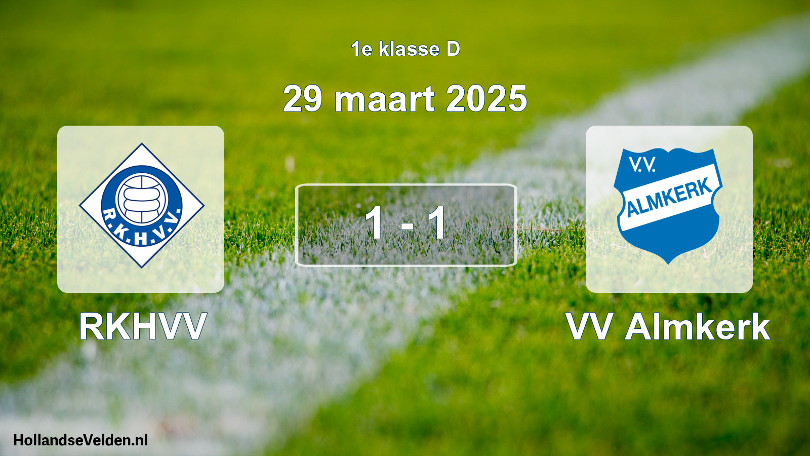 Gespeelde wedstrijd: RKHVV - VV Almkerk 1 - 1 (29 maart 2025)