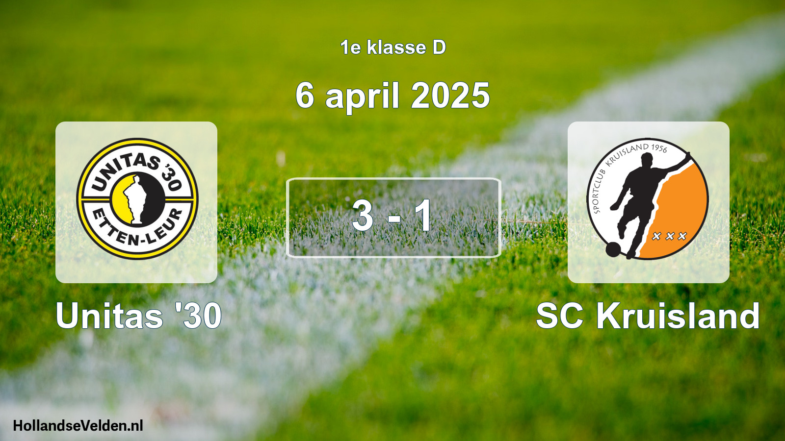 Total number of matches played: Unitas '30 - SC Kruisland 3 - 1 (6 April 2025)