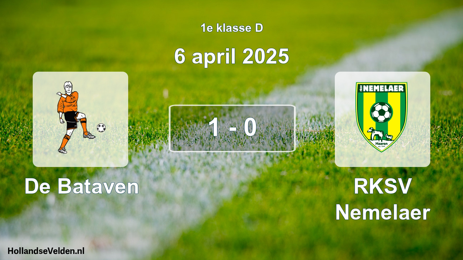 Total number of matches played: De Bataven - RKSV Nemelaer 1 - 0 (6 April 2025)