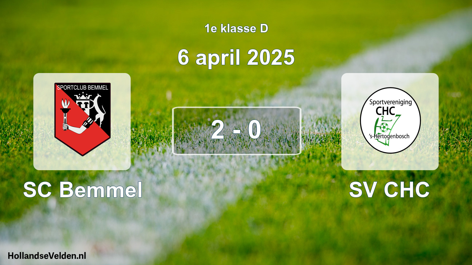 Total number of matches played: SC Bemmel - SV CHC 2 - 0 (6 April 2025)