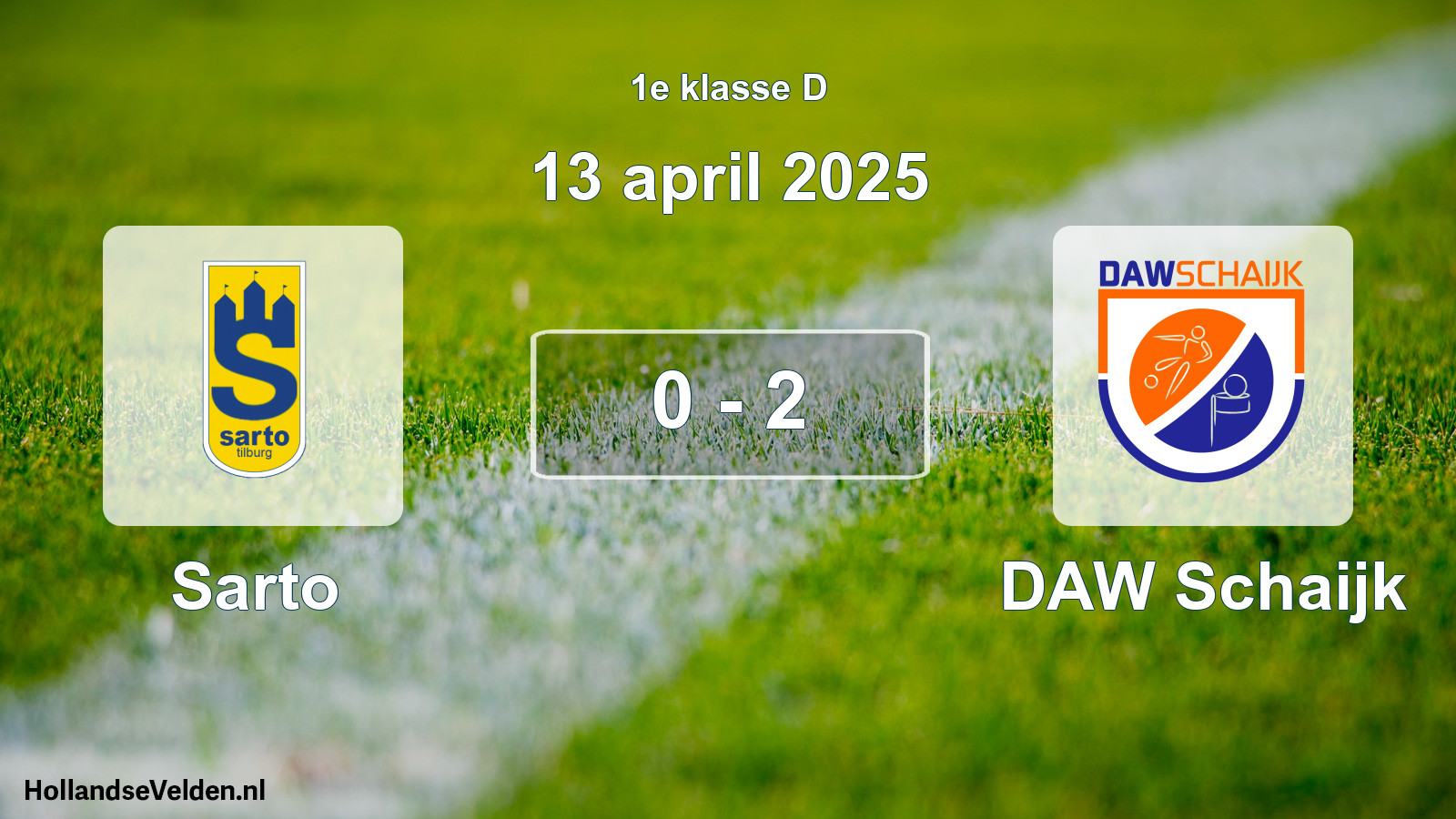 Gespeelde wedstrijd: Sarto - DAW Schaijk 0 - 2 (13 april 2025)