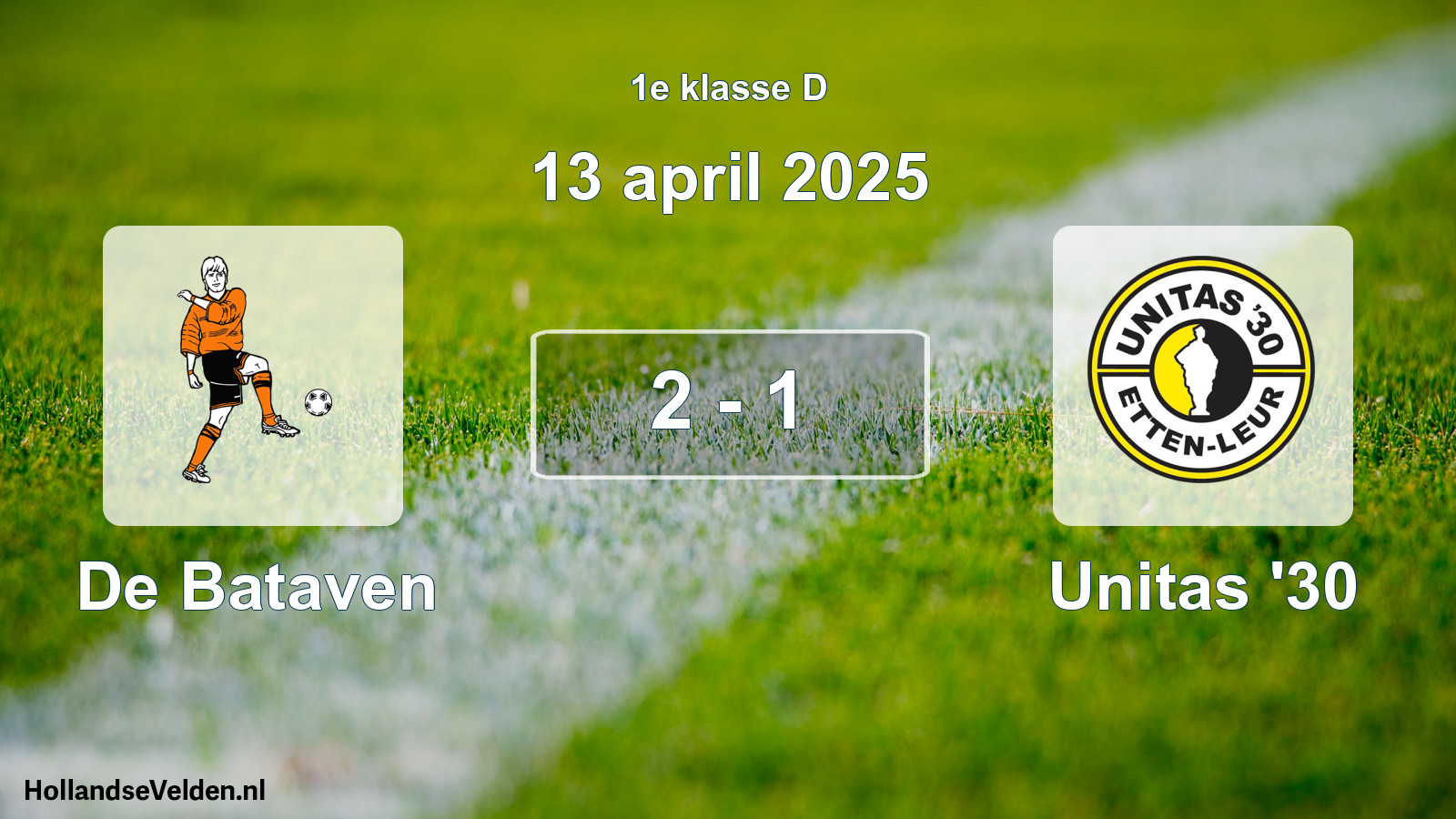 Total number of matches played: De Bataven - Unitas '30 2 - 1 (13 April 2025)