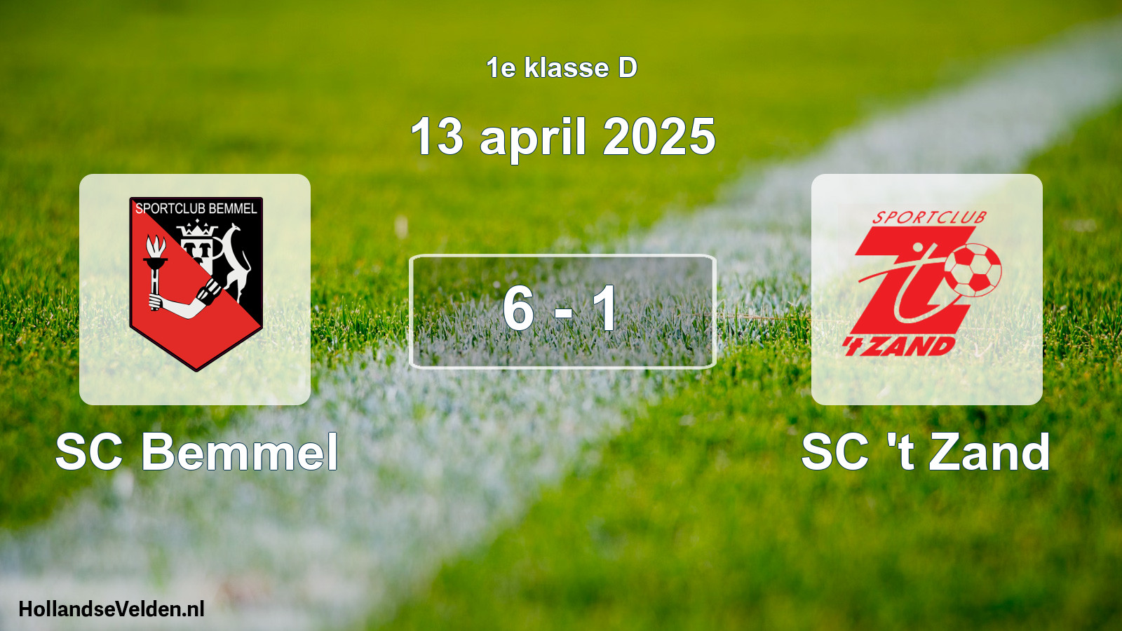 Total number of matches played: SC Bemmel - SC 't Zand 6 - 1 (13 April 2025)