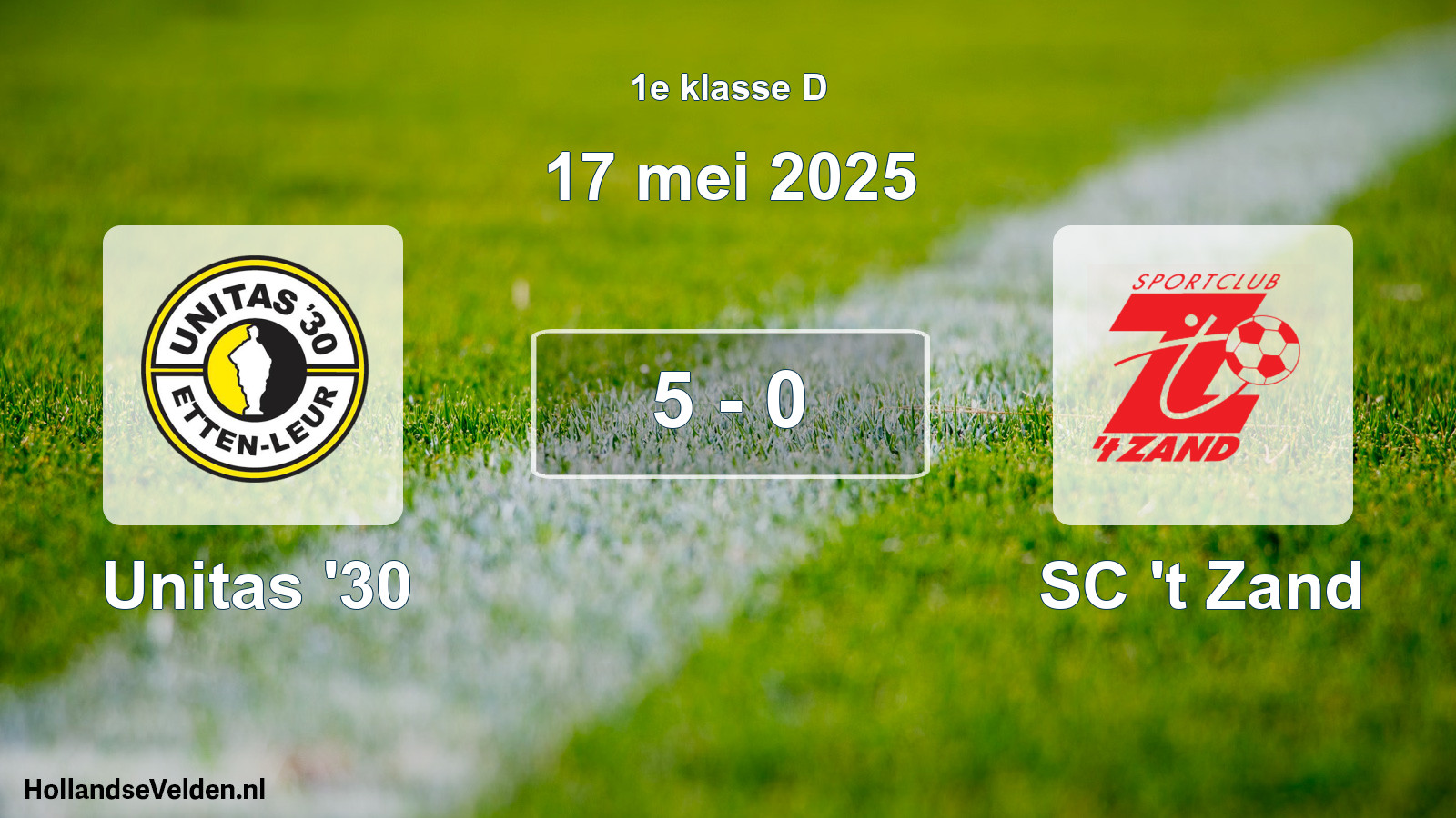 Total number of matches played: Unitas '30 - SC 't Zand 5 - 0 (17 May 2025)