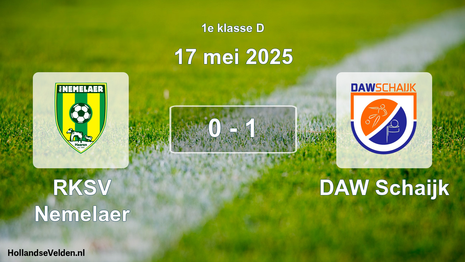 Total number of matches played: RKSV Nemelaer - DAW Schaijk 0 - 1 (17 May 2025)