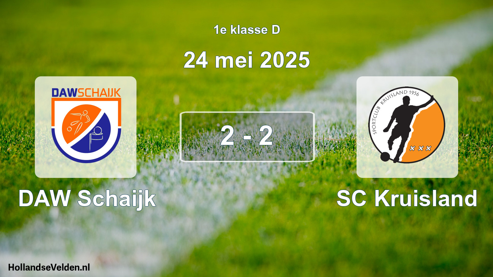 Gespeelde wedstrijd: DAW Schaijk - SC Kruisland 2 - 2 (24 mei 2025)