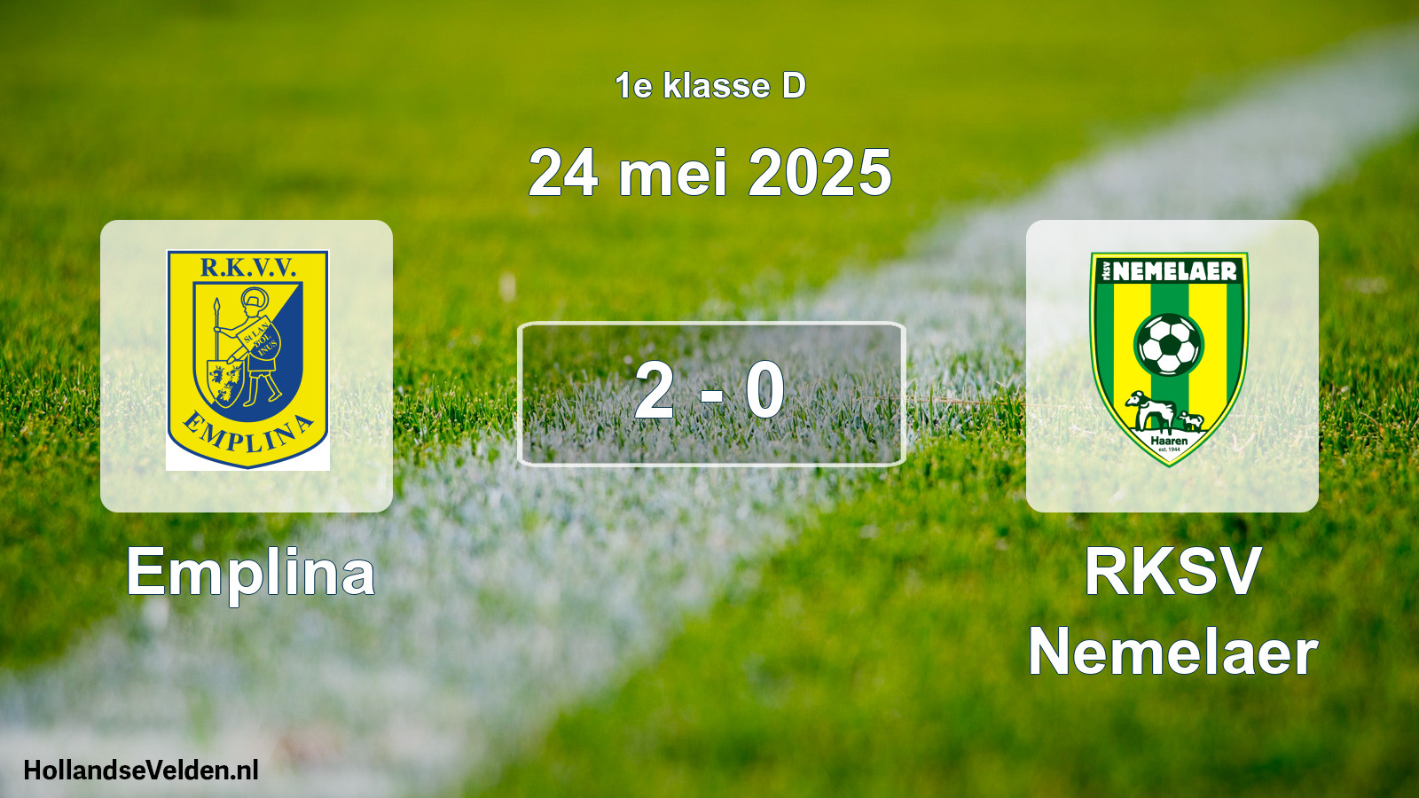 Gespeelde wedstrijd: Emplina - RKSV Nemelaer 2 - 0 (24 mei 2025)