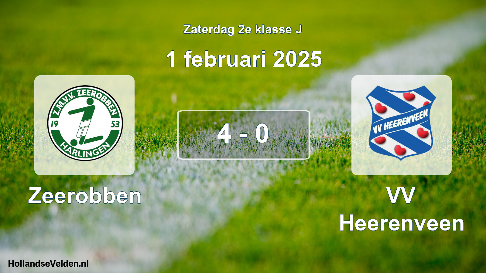 Total number of matches played: Zeerobben - VV Heerenveen 4 - 0 (1 February 2025)