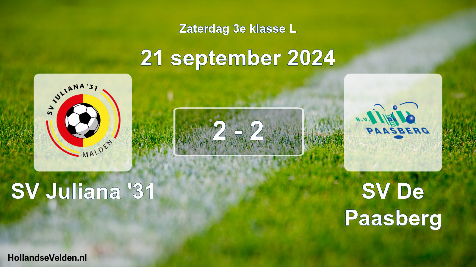 Total number of matches played: SV Juliana '31 - SV De Paasberg 2 - 2 (21 September 2024)