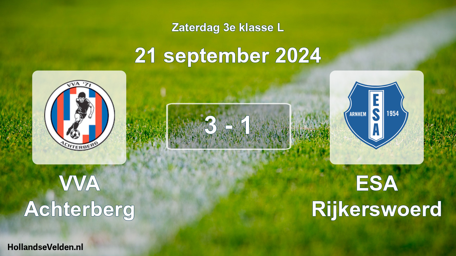 Total number of matches played: VVA Achterberg - ESA Rijkerswoerd 3 - 1 (21 September 2024)