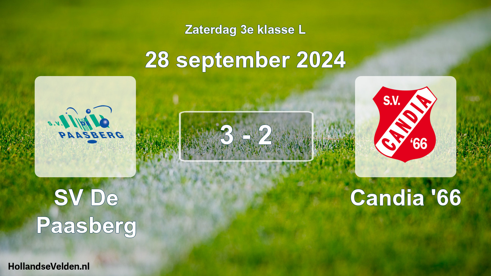 Total number of matches played: SV De Paasberg - Candia '66 3 - 2 (28 September 2024)