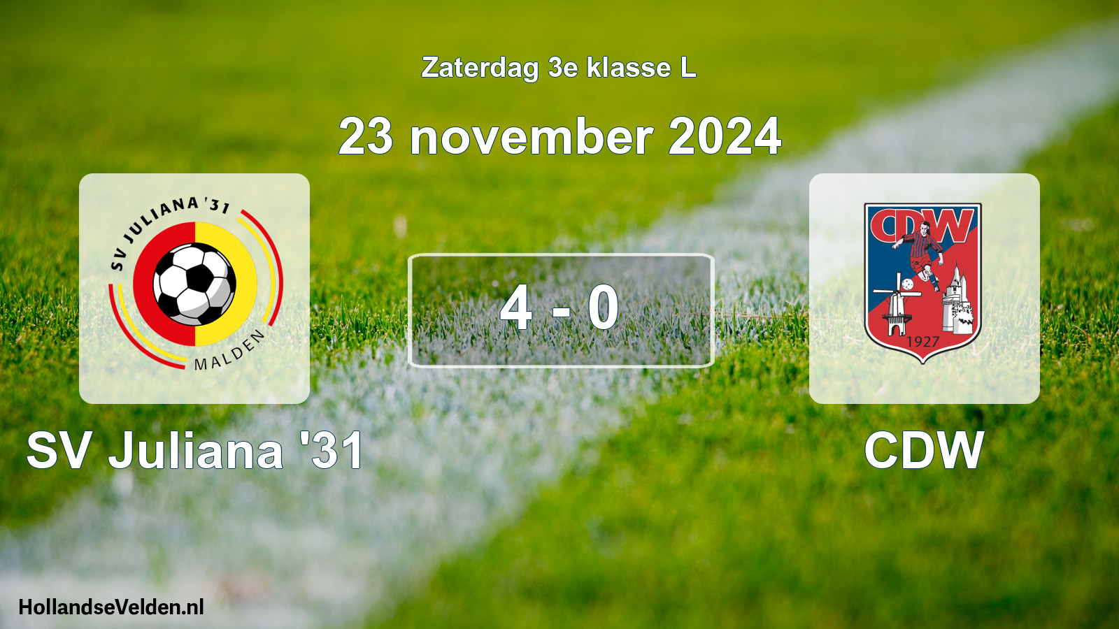 Total number of matches played: SV Juliana '31 - CDW 4 - 0 (23 November 2024)