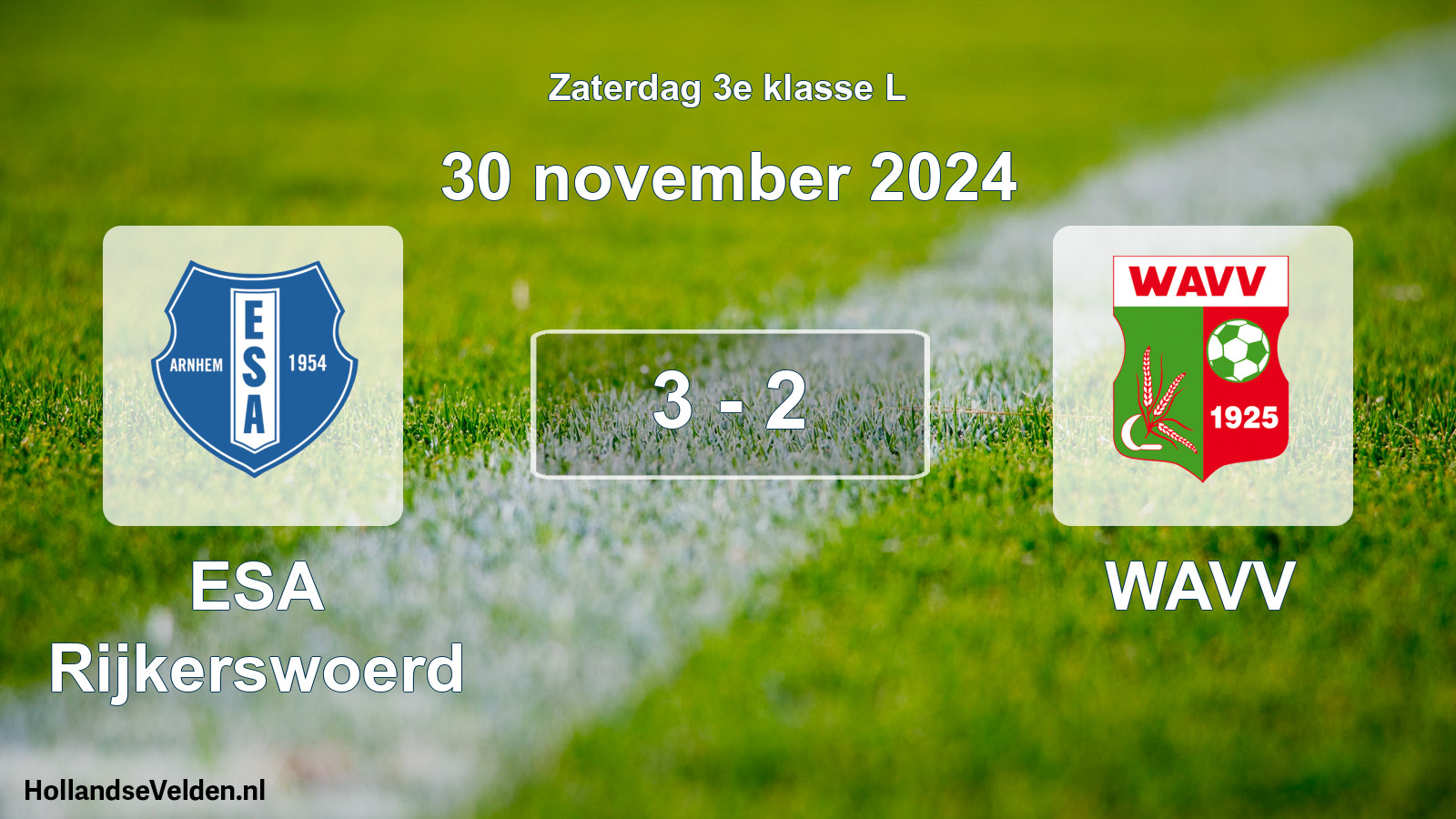 Total number of matches played: ESA Rijkerswoerd - WAVV 3 - 2 (30 November 2024)