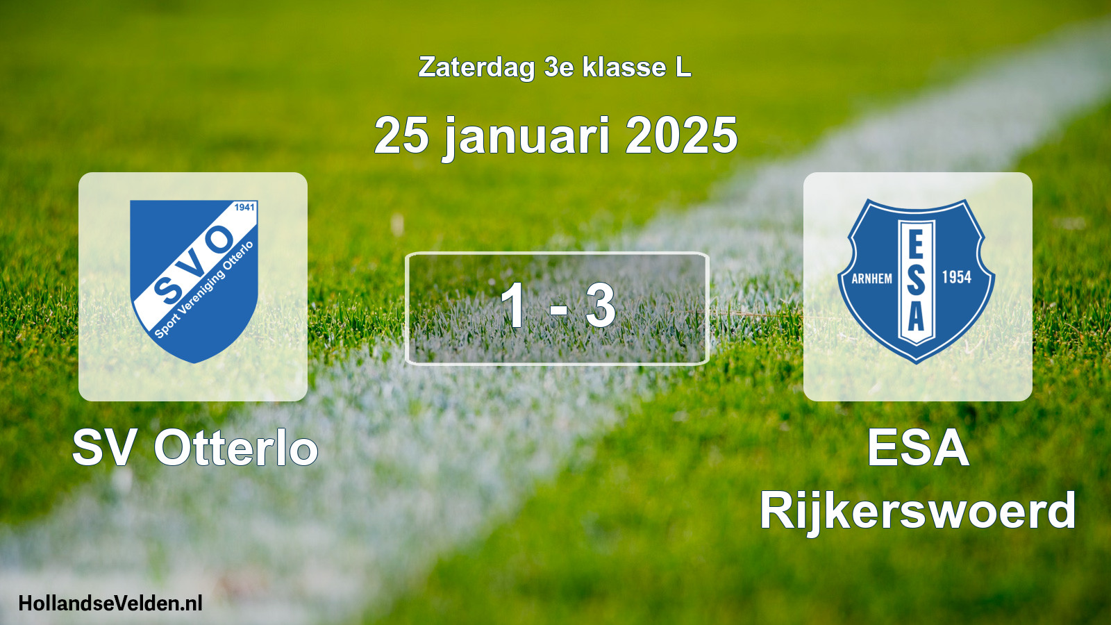 Total number of matches played: SV Otterlo - ESA Rijkerswoerd 1 - 3 (25 January 2025)