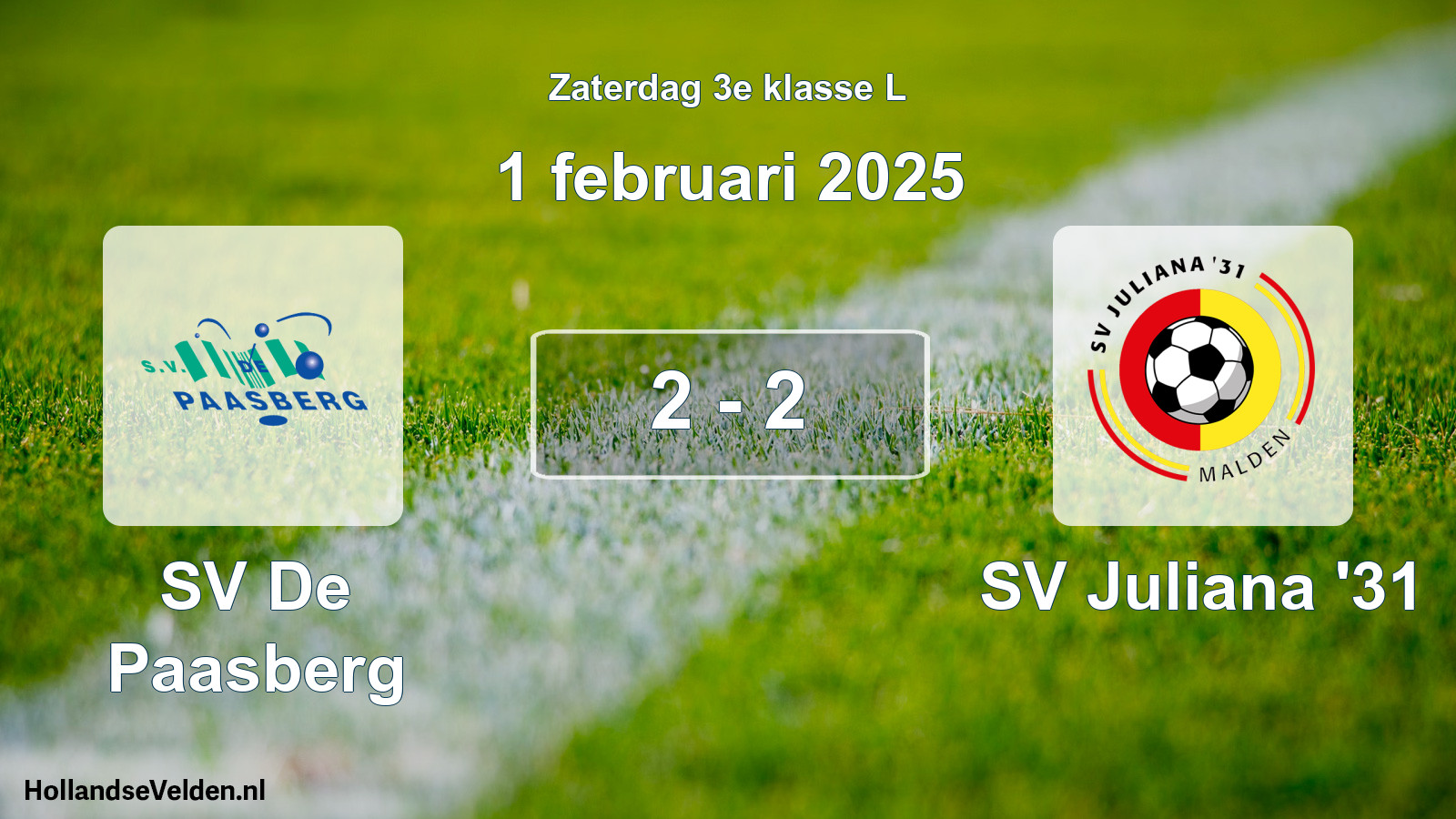 Total number of matches played: SV De Paasberg - SV Juliana '31 2 - 2 (1 February 2025)