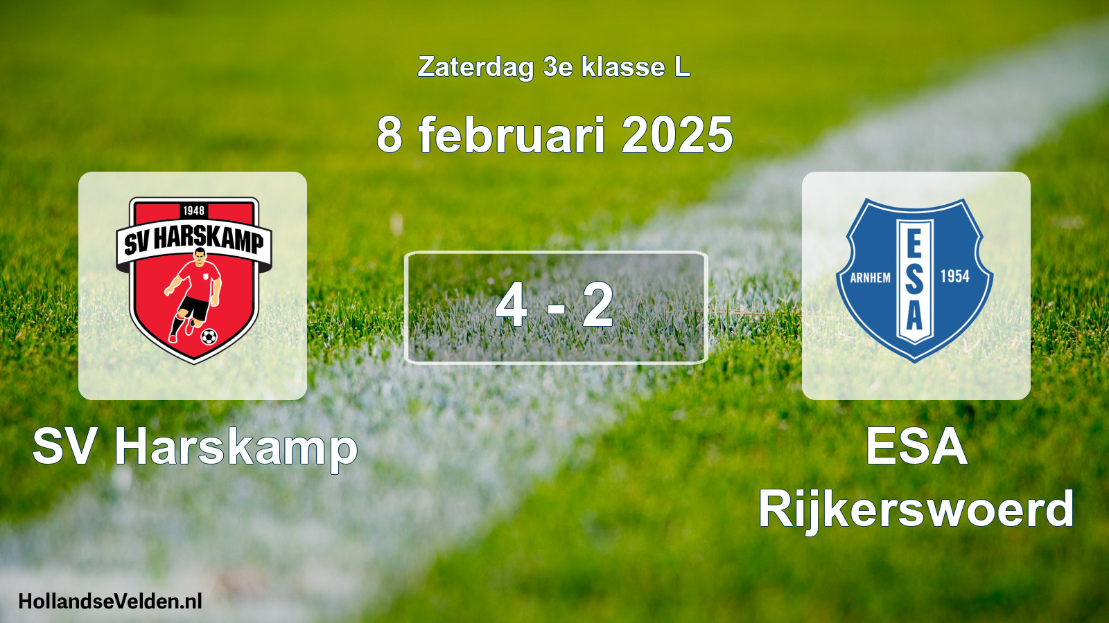 Total number of matches played: SV Harskamp - ESA Rijkerswoerd 4 - 2 (8 February 2025)