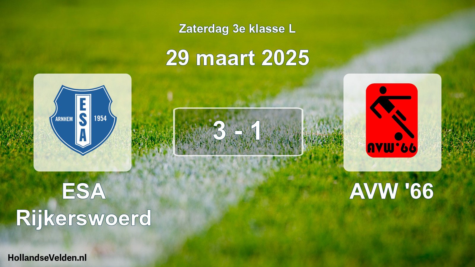 Total number of matches played: ESA Rijkerswoerd - AVW '66 3 - 1 (29 March 2025)