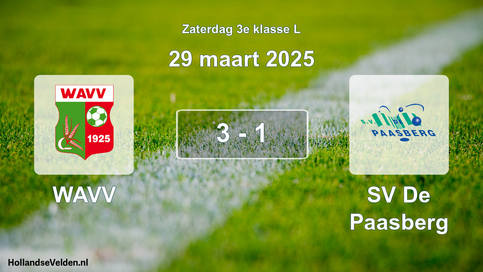 Total number of matches played: WAVV - SV De Paasberg 3 - 1 (29 March 2025)