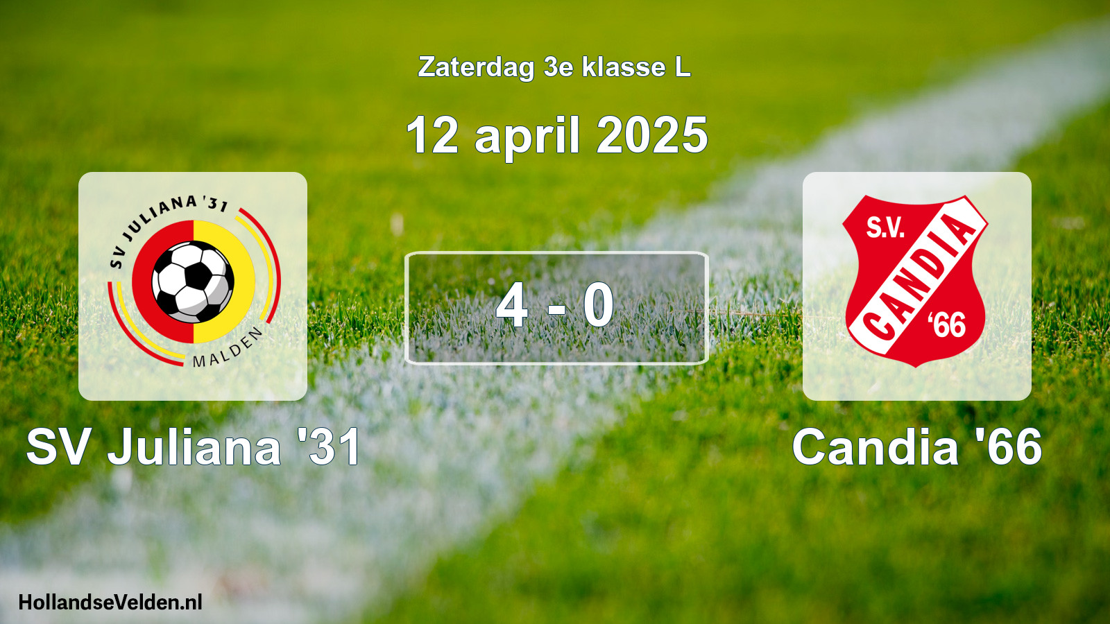 Total number of matches played: SV Juliana '31 - Candia '66 4 - 0 (12 April 2025)