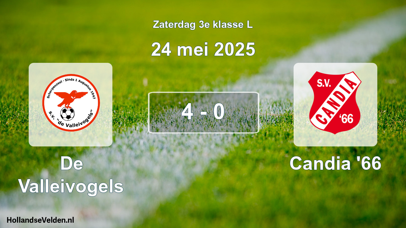Total number of matches played: De Valleivogels - Candia '66 4 - 0 (24 May 2025)