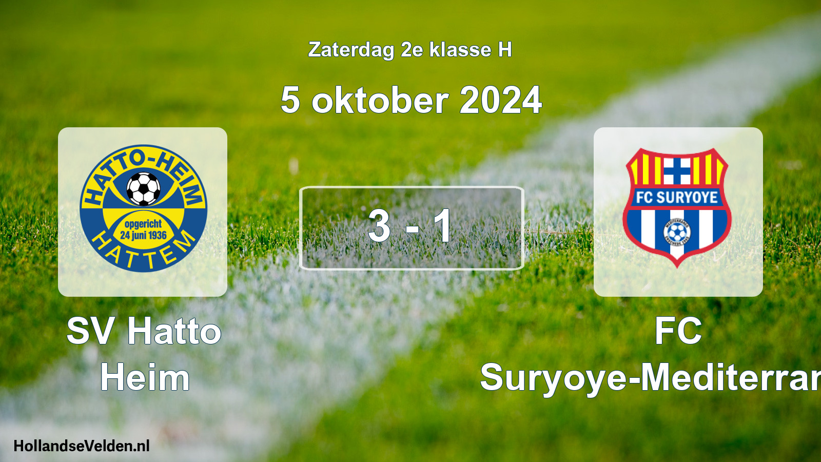 Total number of matches played: SV Hatto Heim - FC Suryoye-Mediterraneo 3 - 1 (5 October 2024)