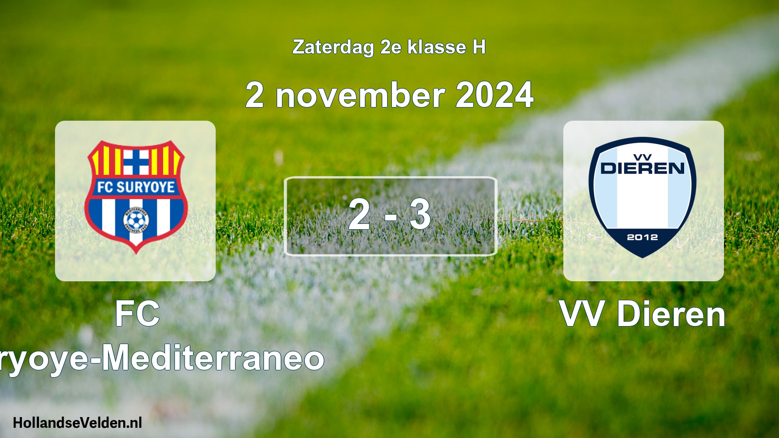 Total number of matches played: FC Suryoye-Mediterraneo - VV Dieren 2 - 3 (2 November 2024)