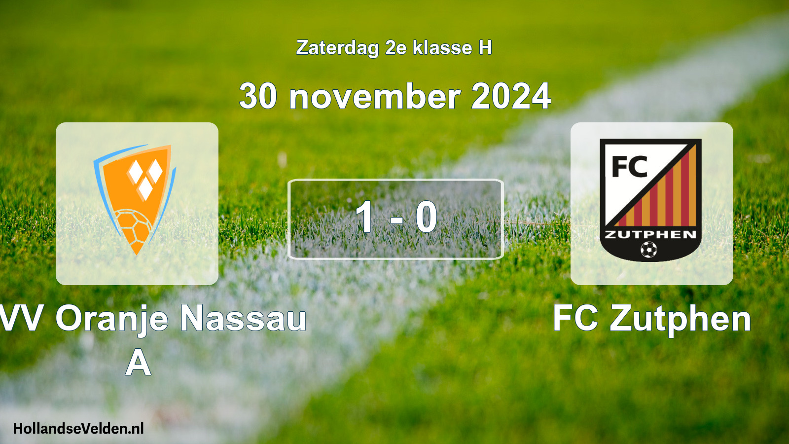 Total number of matches played: CVV Oranje Nassau A - FC Zutphen 1 - 0 (30 November 2024)