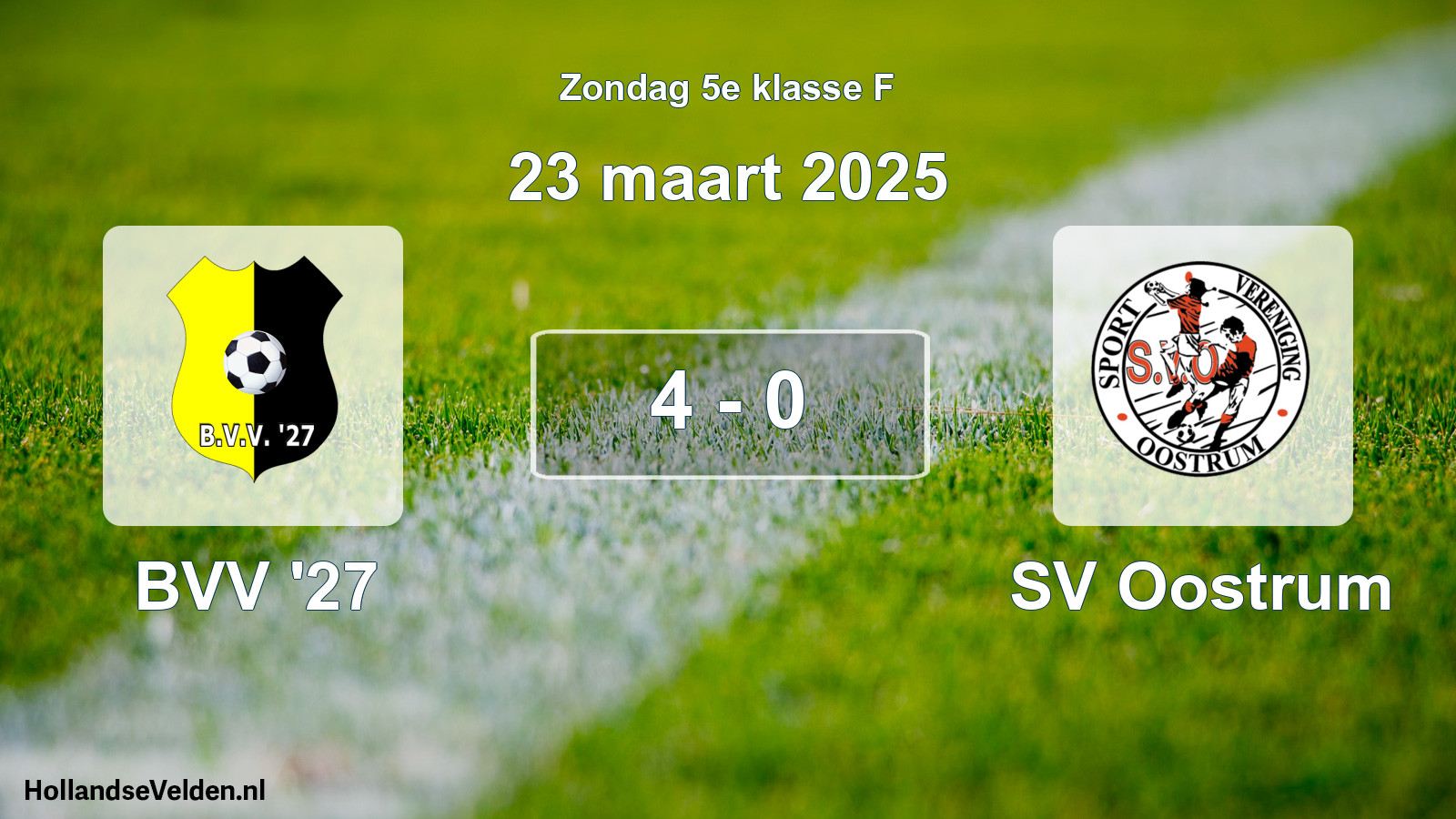 Total number of matches played: BVV '27 - SV Oostrum 4 - 0 (23 March 2025)
