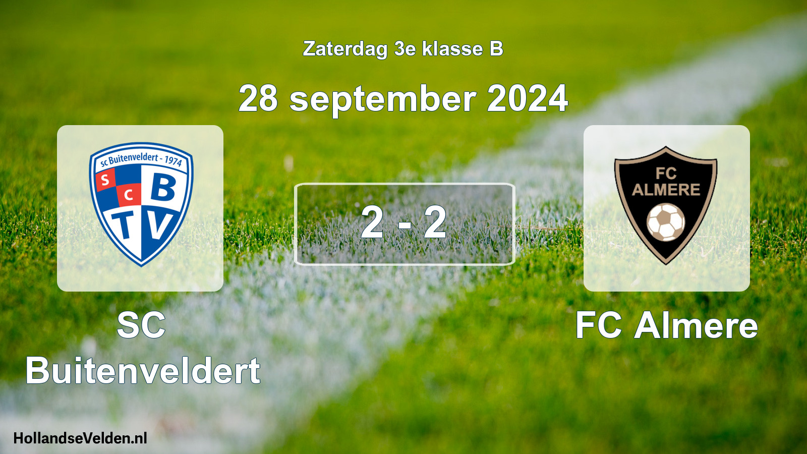 Total number of matches played: SC Buitenveldert - FC Almere 2 - 2 (28 September 2024)