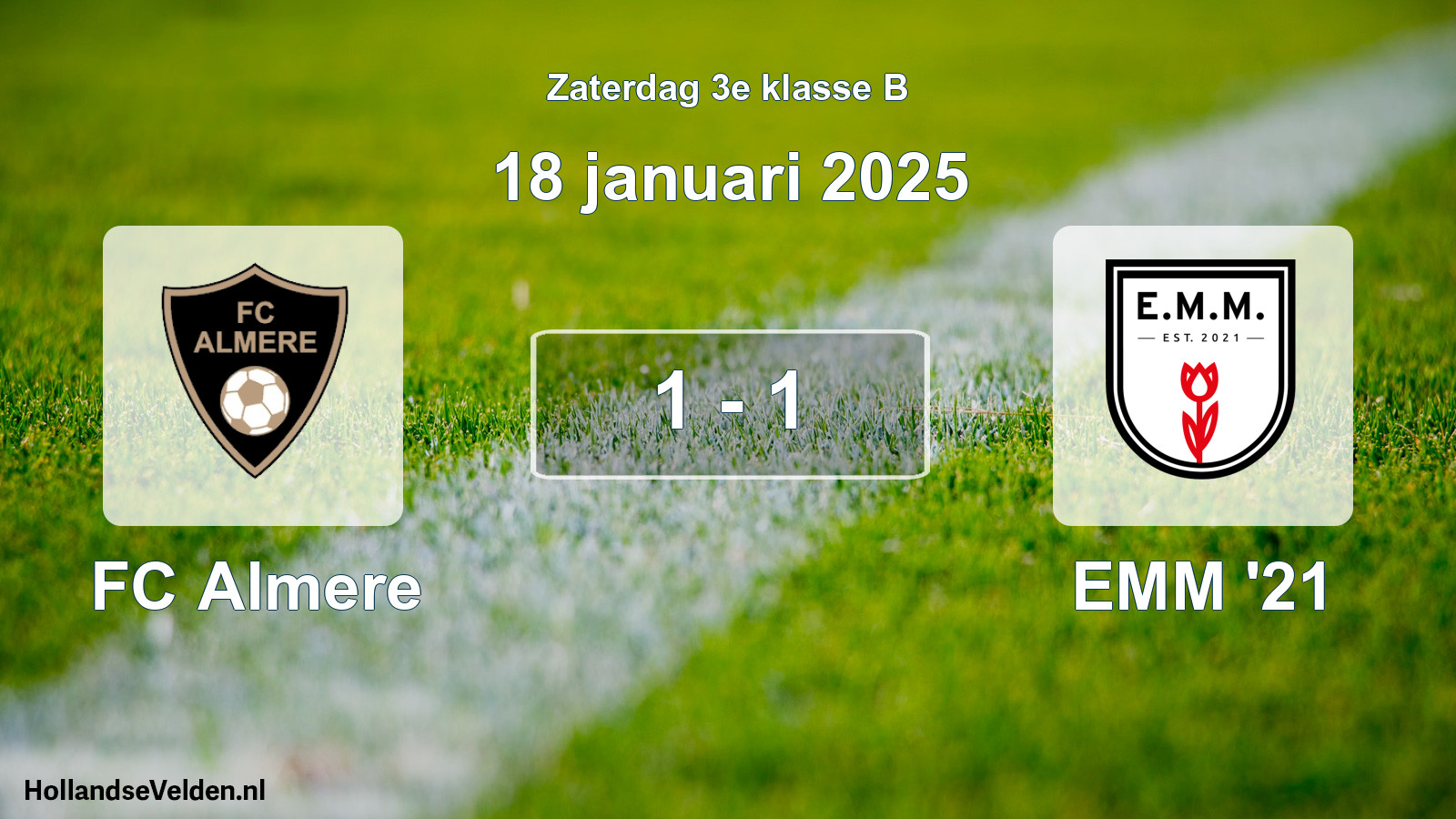 Total number of matches played: FC Almere - EMM '21 1 - 1 (18 January 2025)