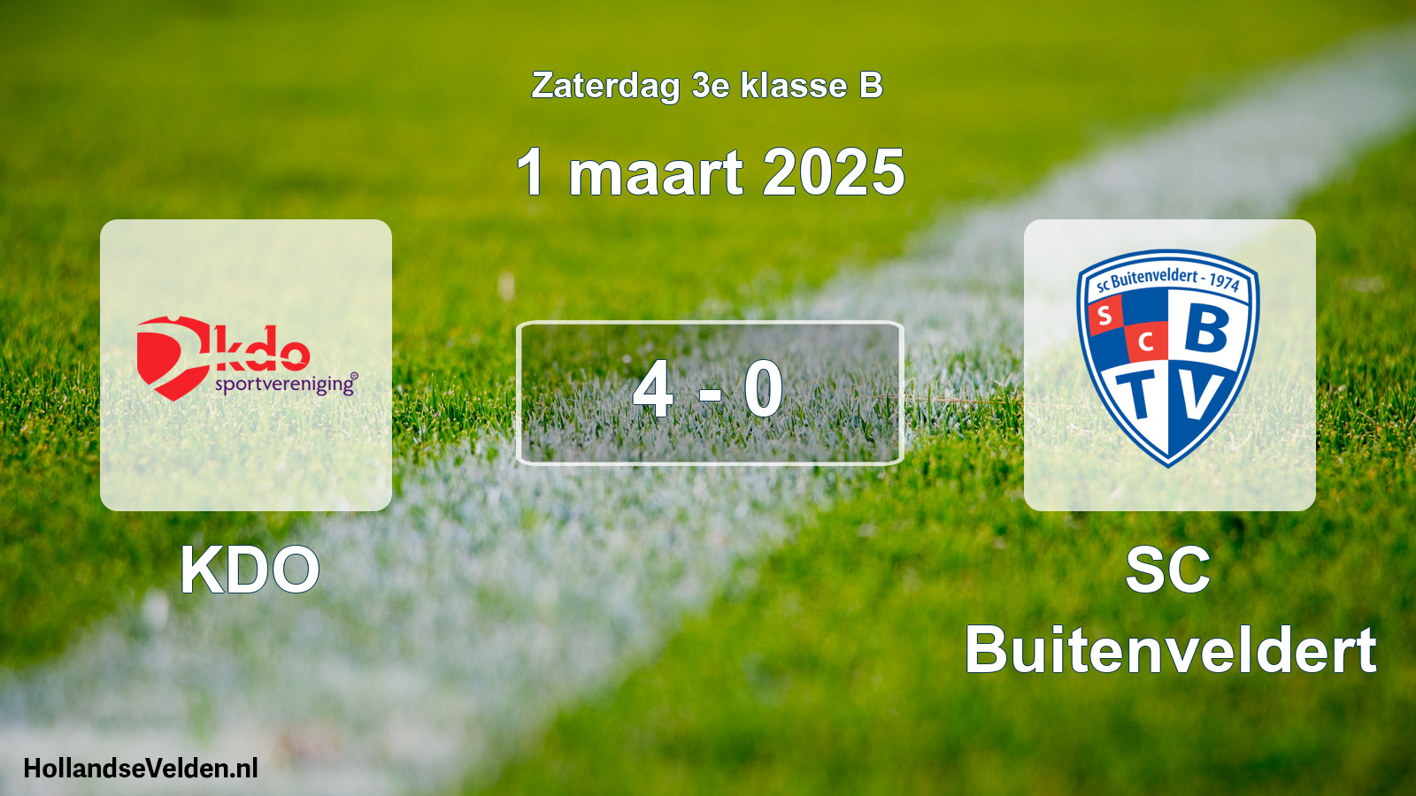 Total number of matches played: KDO - SC Buitenveldert 4 - 0 (1 March 2025)