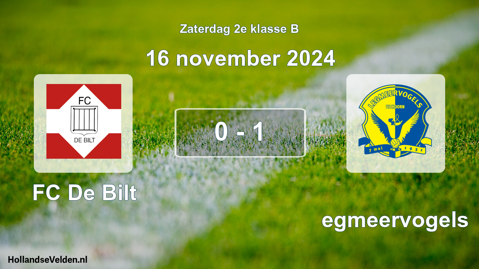 Total number of matches played: FC De Bilt - Legmeervogels 0 - 1 (16 November 2024)