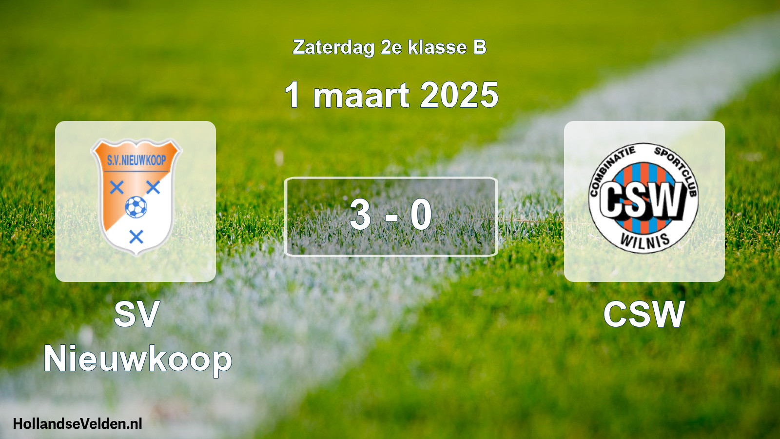 Total number of matches played: SV Nieuwkoop - CSW 3 - 0 (1 March 2025)