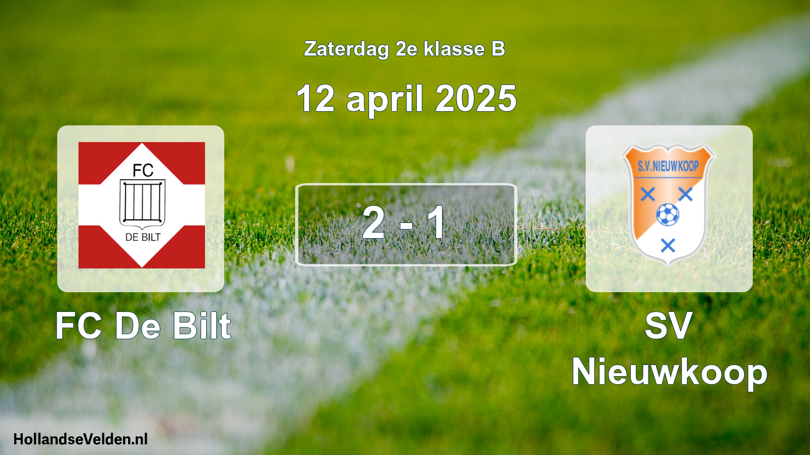 Total number of matches played: FC De Bilt - SV Nieuwkoop 2 - 1 (12 April 2025)