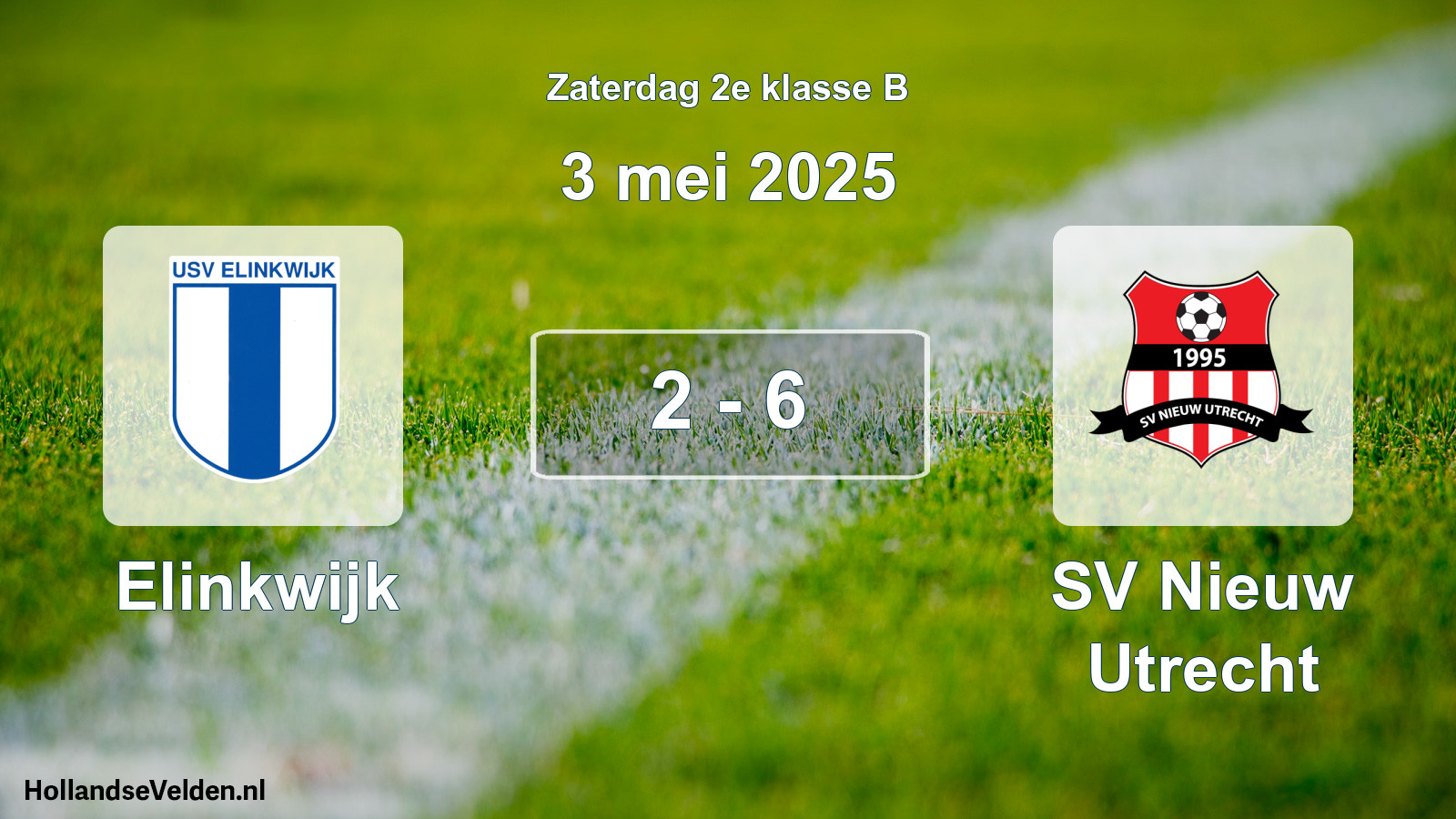 Total number of matches played: Elinkwijk - SV Nieuw Utrecht 2 - 6 (3 May 2025)