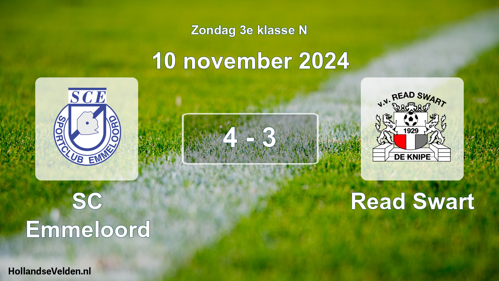 Total number of matches played: SC Emmeloord - Read Swart 4 - 3 (10 November 2024)