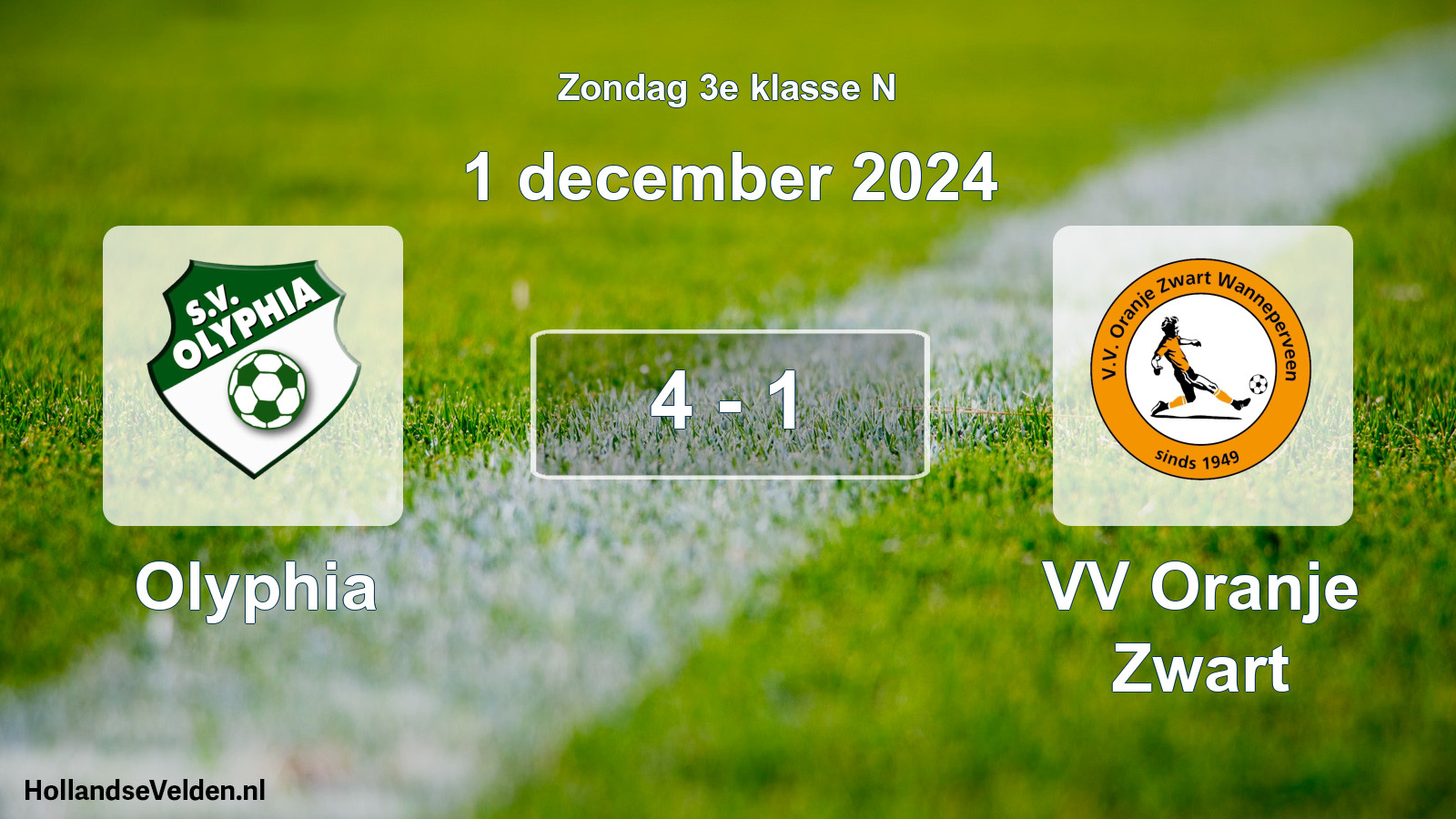 Total number of matches played: Olyphia - VV Oranje Zwart 4 - 1 (1 December 2024)