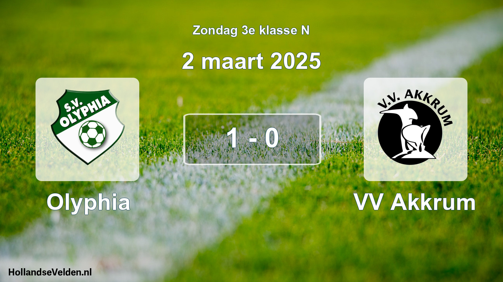 Total number of matches played: Olyphia - VV Akkrum 1 - 0 (2 March 2025)