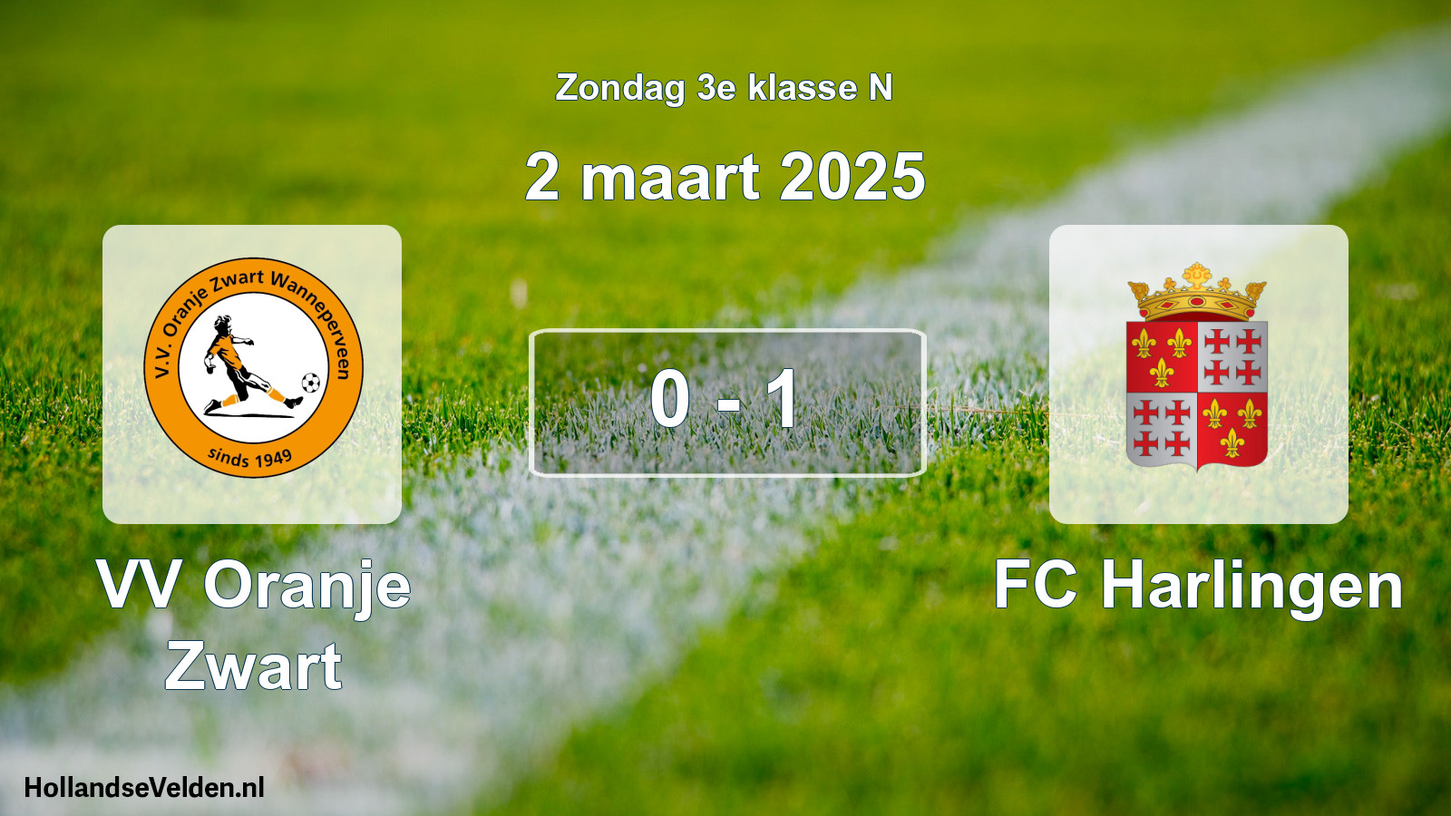 Total number of matches played: VV Oranje Zwart - FC Harlingen 0 - 1 (2 March 2025)