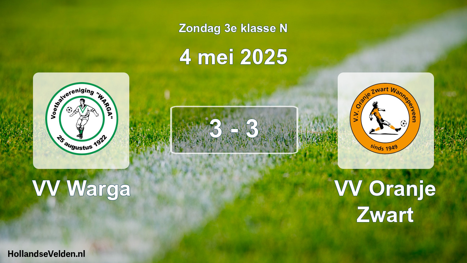 Gespeelde wedstrijd: VV Warga - VV Oranje Zwart 3 - 3 (4 mei 2025)