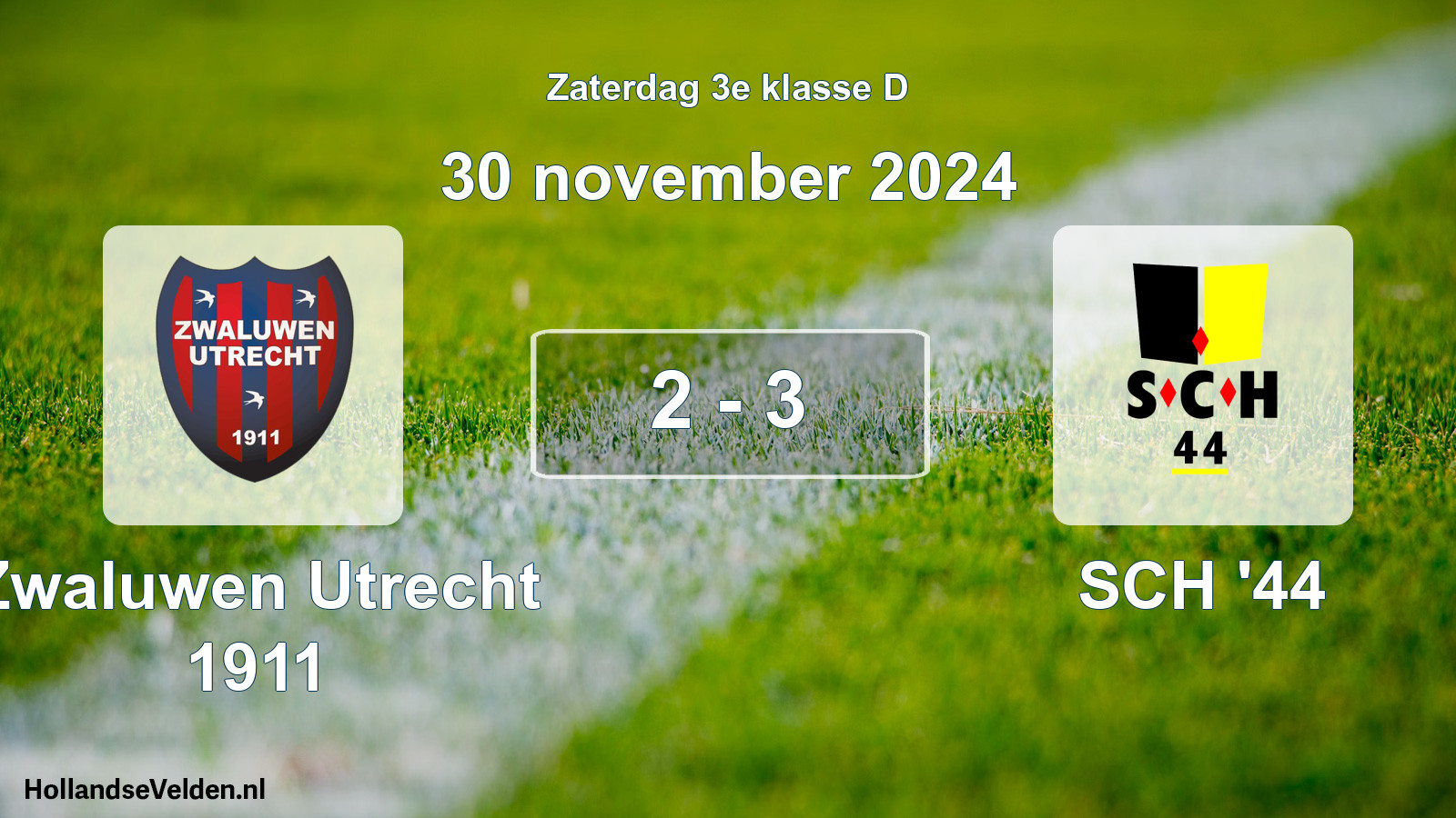 Total number of matches played: Zwaluwen Utrecht 1911 - SCH '44 2 - 3 (30 November 2024)
