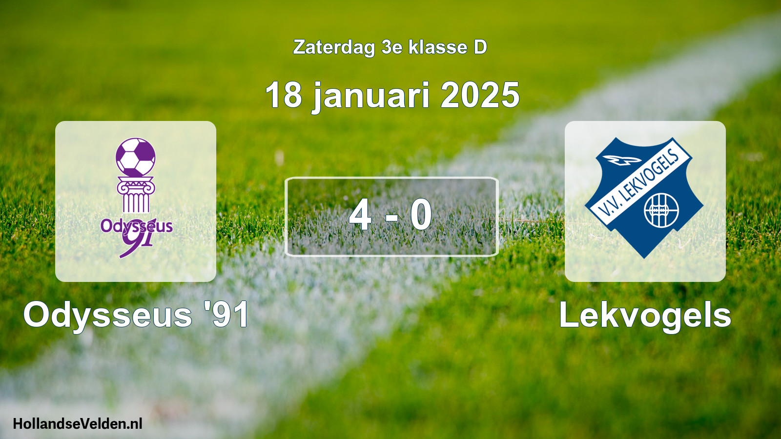 Total number of matches played: Odysseus '91 - Lekvogels 4 - 0 (18 January 2025)