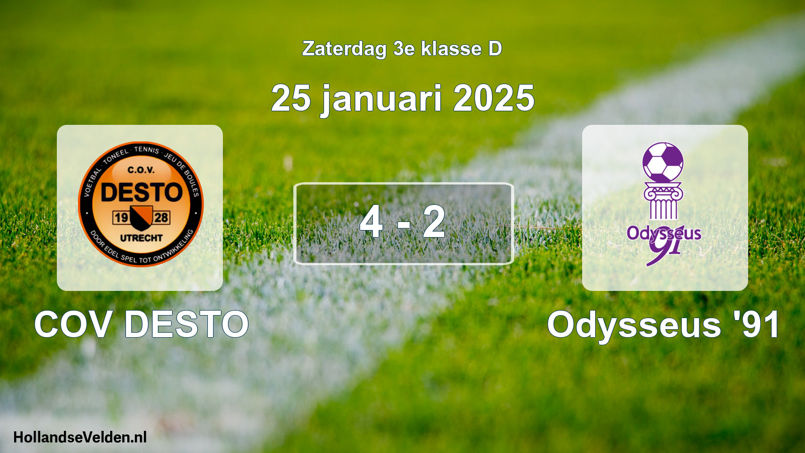 Total number of matches played: COV DESTO - Odysseus '91 4 - 2 (25 January 2025)