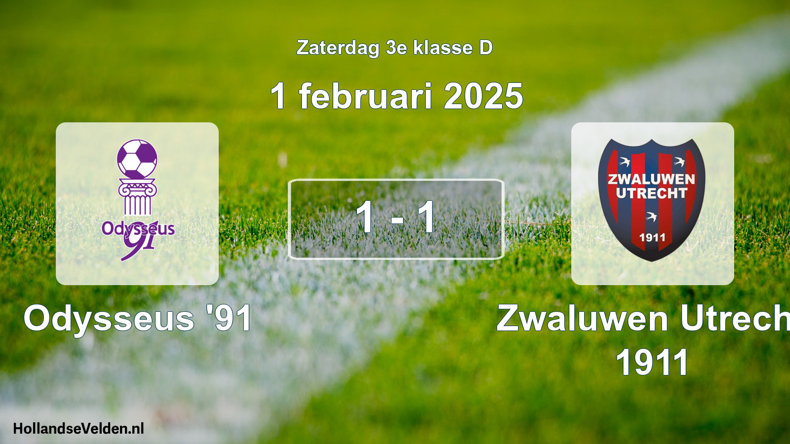 Total number of matches played: Odysseus '91 - Zwaluwen Utrecht 1911 1 - 1 (1 February 2025)
