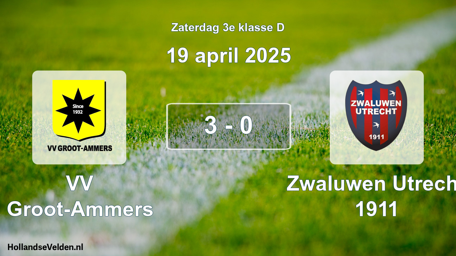 Total number of matches played: VV Groot-Ammers - Zwaluwen Utrecht 1911 3 - 0 (19 April 2025)