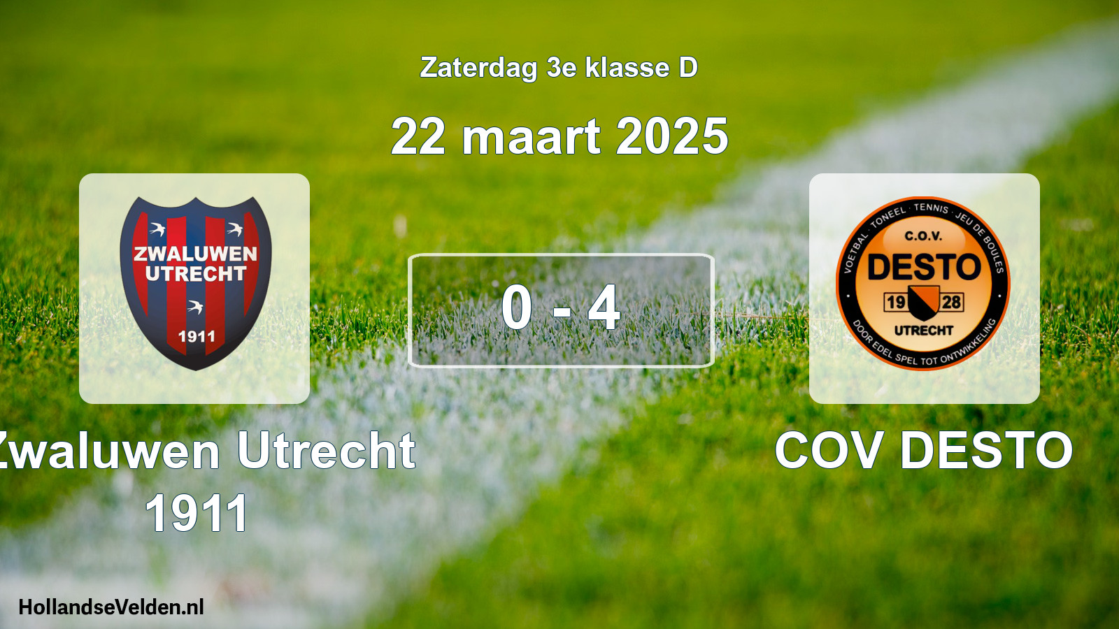Total number of matches played: Zwaluwen Utrecht 1911 - COV DESTO 0 - 4 (22 March 2025)