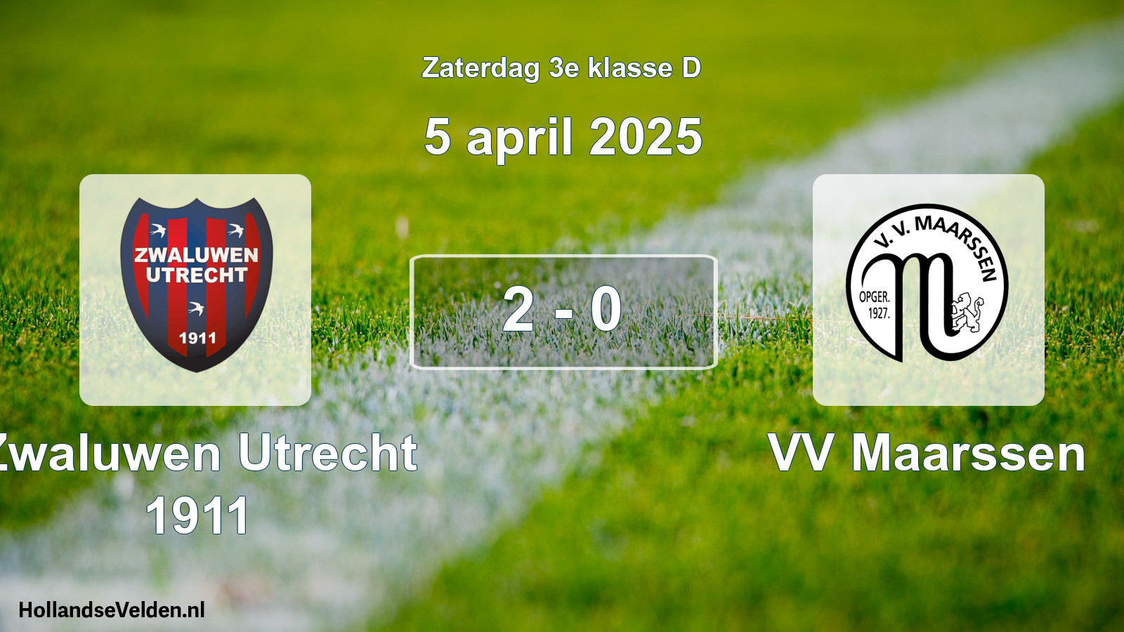 Total number of matches played: Zwaluwen Utrecht 1911 - VV Maarssen 2 - 0 (5 April 2025)
