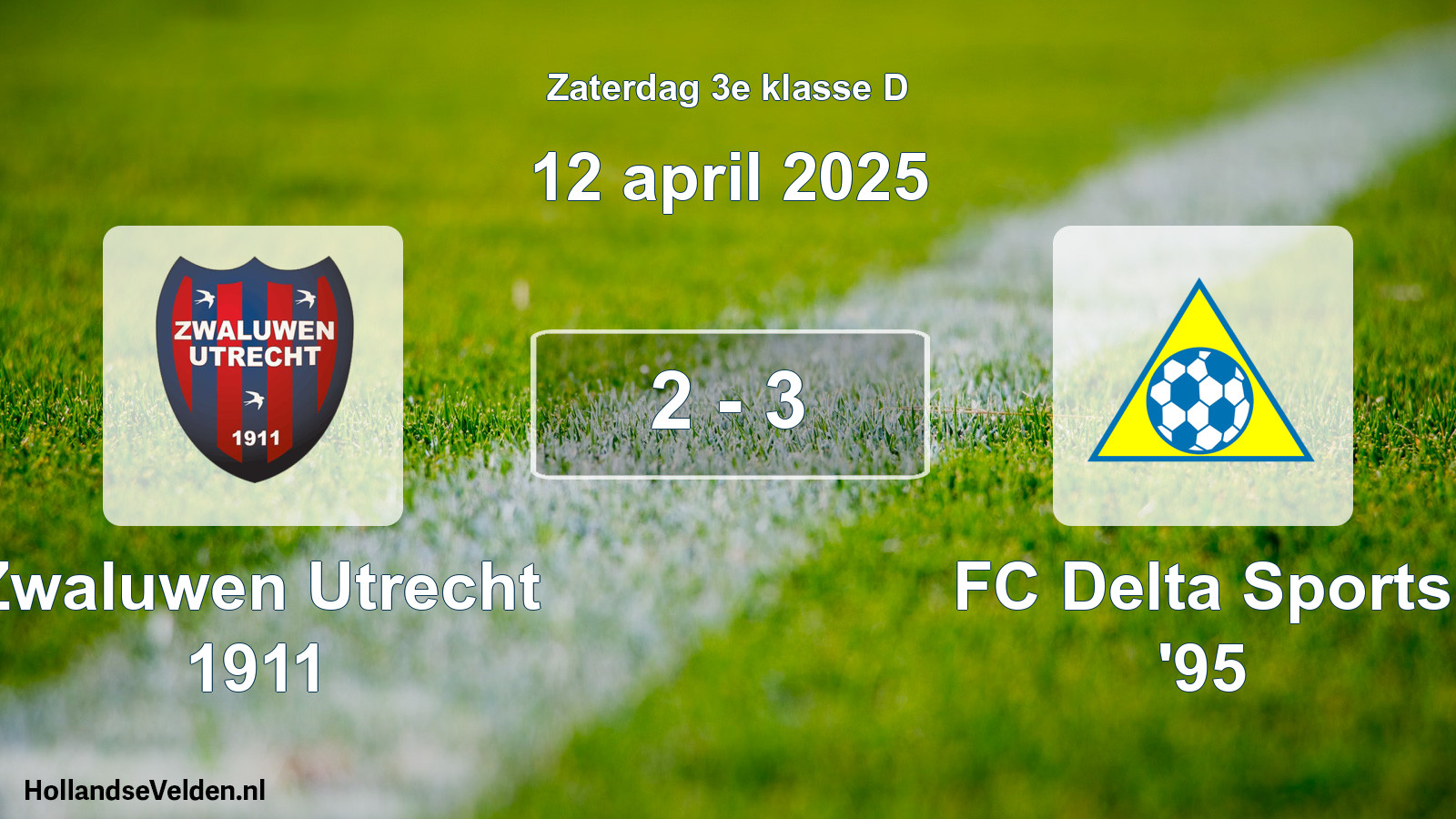 Total number of matches played: Zwaluwen Utrecht 1911 - FC Delta Sports '95 2 - 3 (12 April 2025)