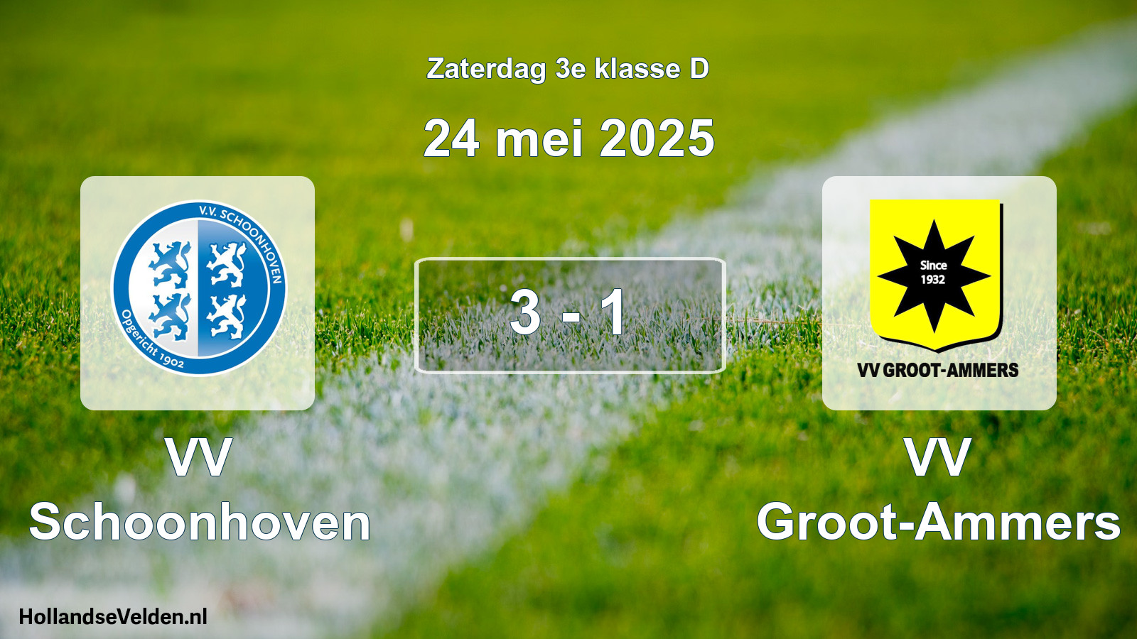 Total number of matches played: VV Schoonhoven - VV Groot-Ammers 3 - 1 (24 May 2025)
